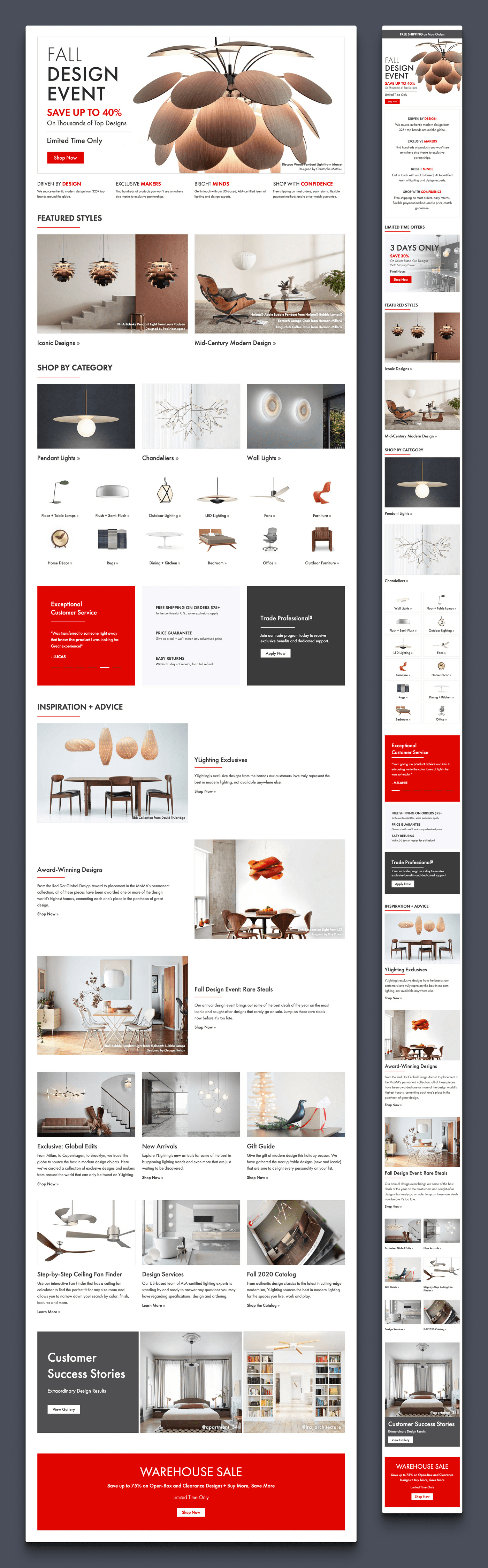 Full screenshot of the homepage design on desktop and mobile